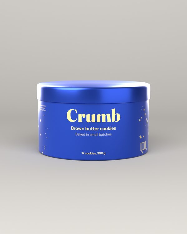 Crumb cookie tin packaging