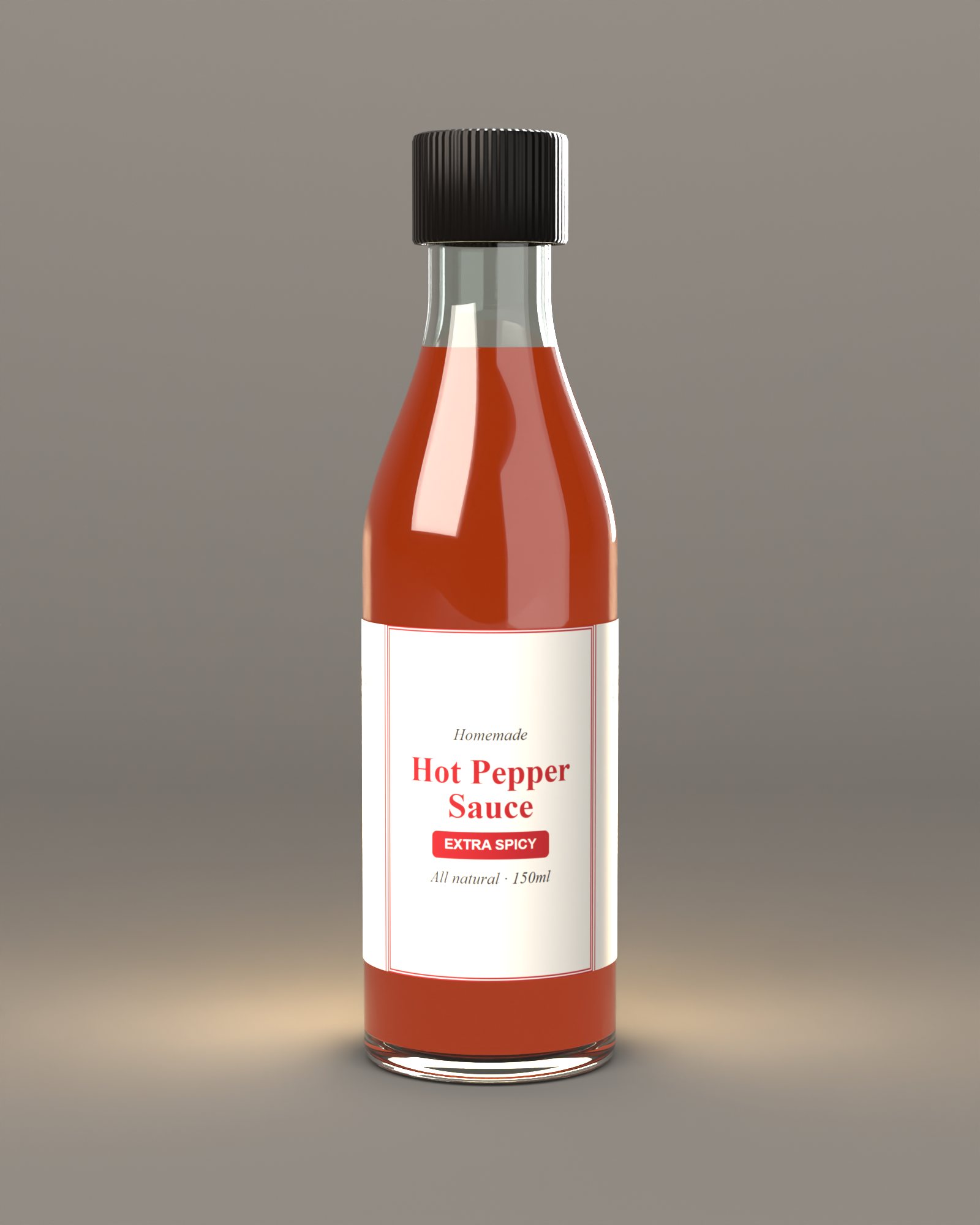 A typical small-batch hot sauce label, drawn by us