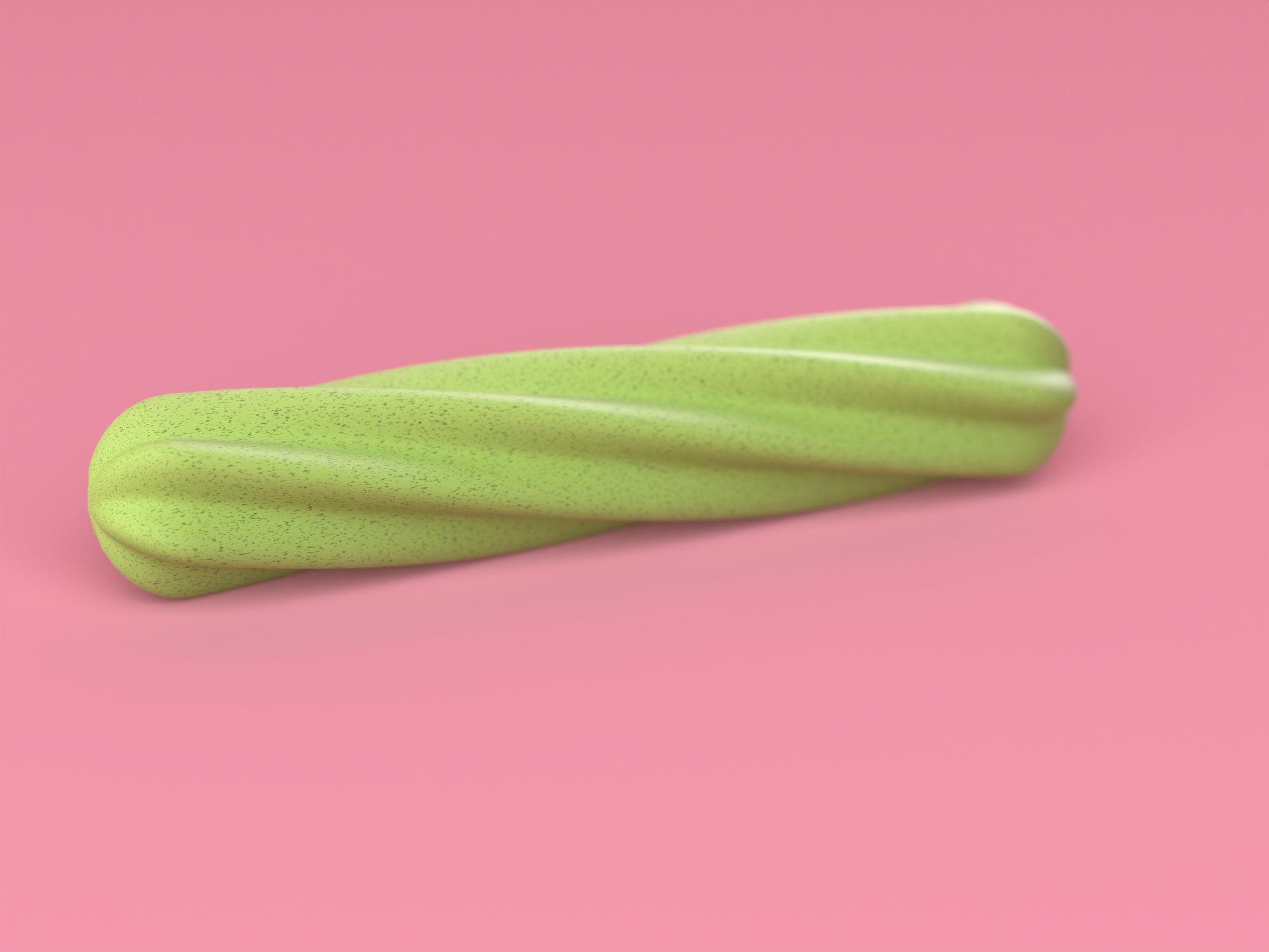 The Good Boy Lab chew: six ridges, twisted, on gum pink